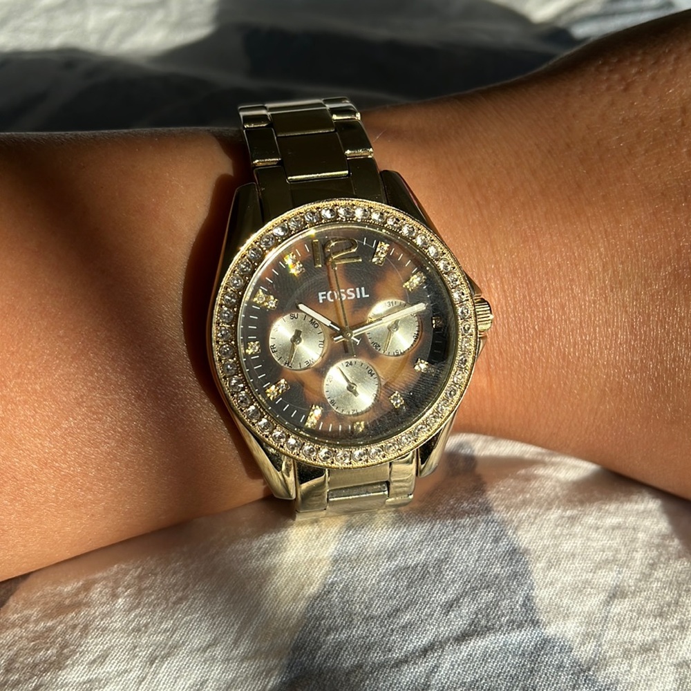 Ladies Fossil "Riley" ES3364 Multifunction Tortoise Dial Quartz Watch